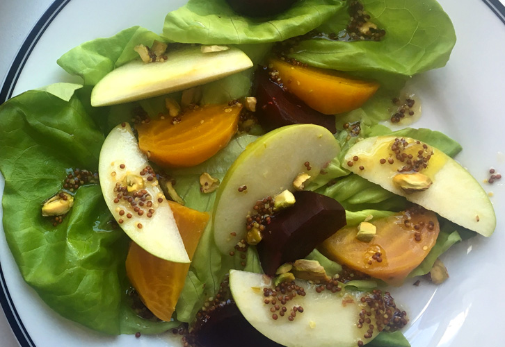 Roasted Beet And Green Apple Salad With Honey Mustard Dressing